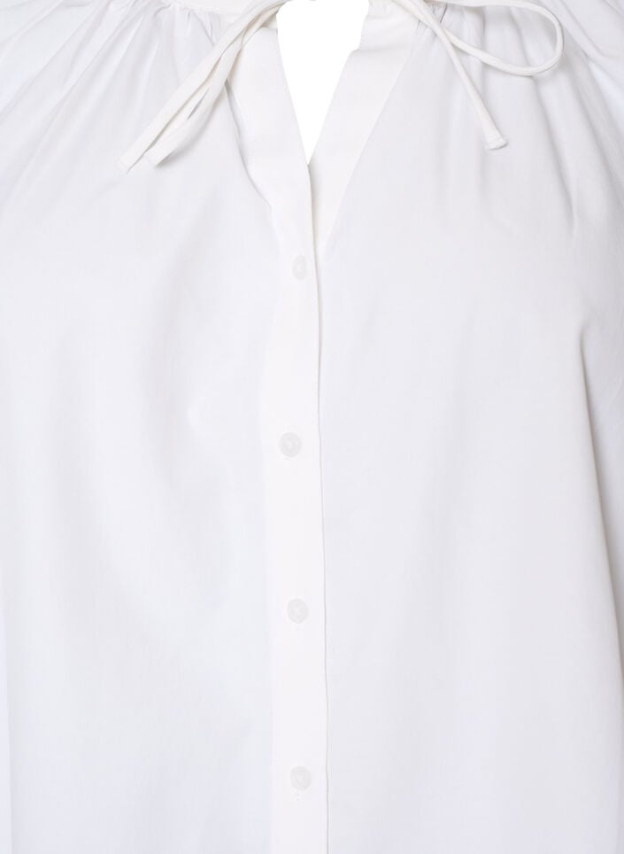 Overhemdblouse met knoopsluiting en strikceintuur, Wit, Packshot image number 2
