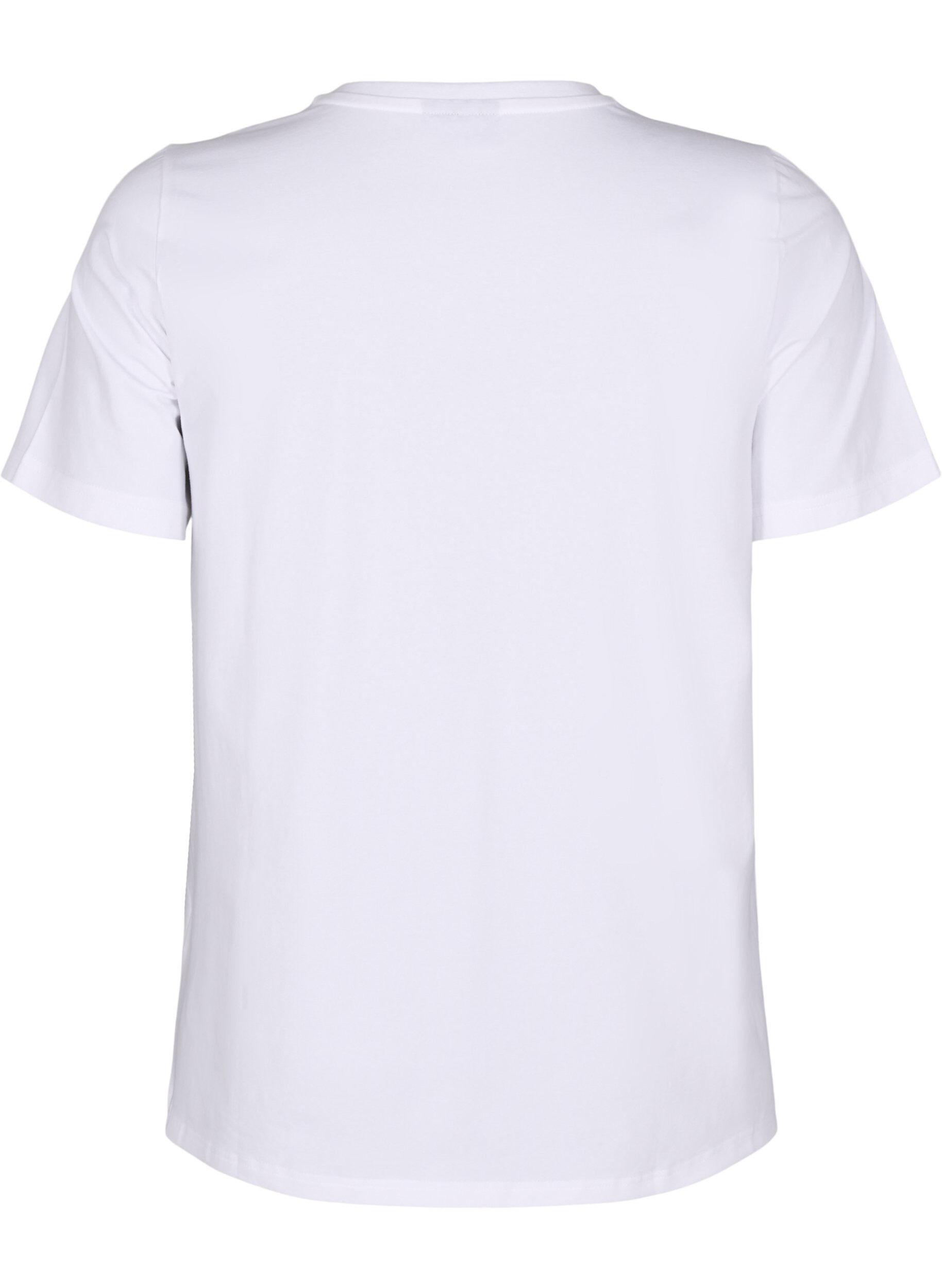 Zizzi T-shirt in biologisch katoen met een ronde hals, Bright White, Packshot image number 1