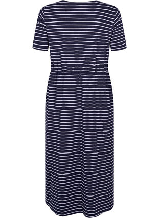 Katoenen midi-jurk met korte mouwen, Night Sky Stripe, Packshot image number 1