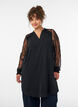 Tuniek met doorschijnende kanten mouwen, Zwart, Model image number 0
