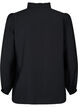 Viscose overhemdblouse met rucheskraag, Black, Packshot image number 1