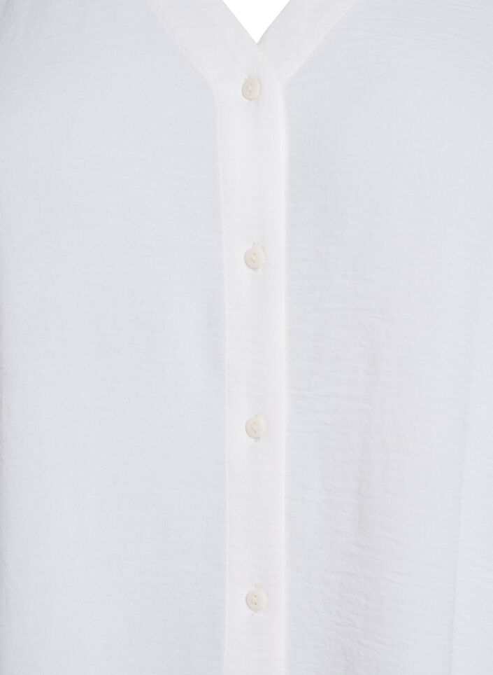 Shirtblouse met V-hals en 3/4 mouwen, Vanille, Packshot image number 2