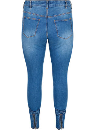 Super slim fit Amy jeans met strikje en rits, Dark blue, Packshot image number 1