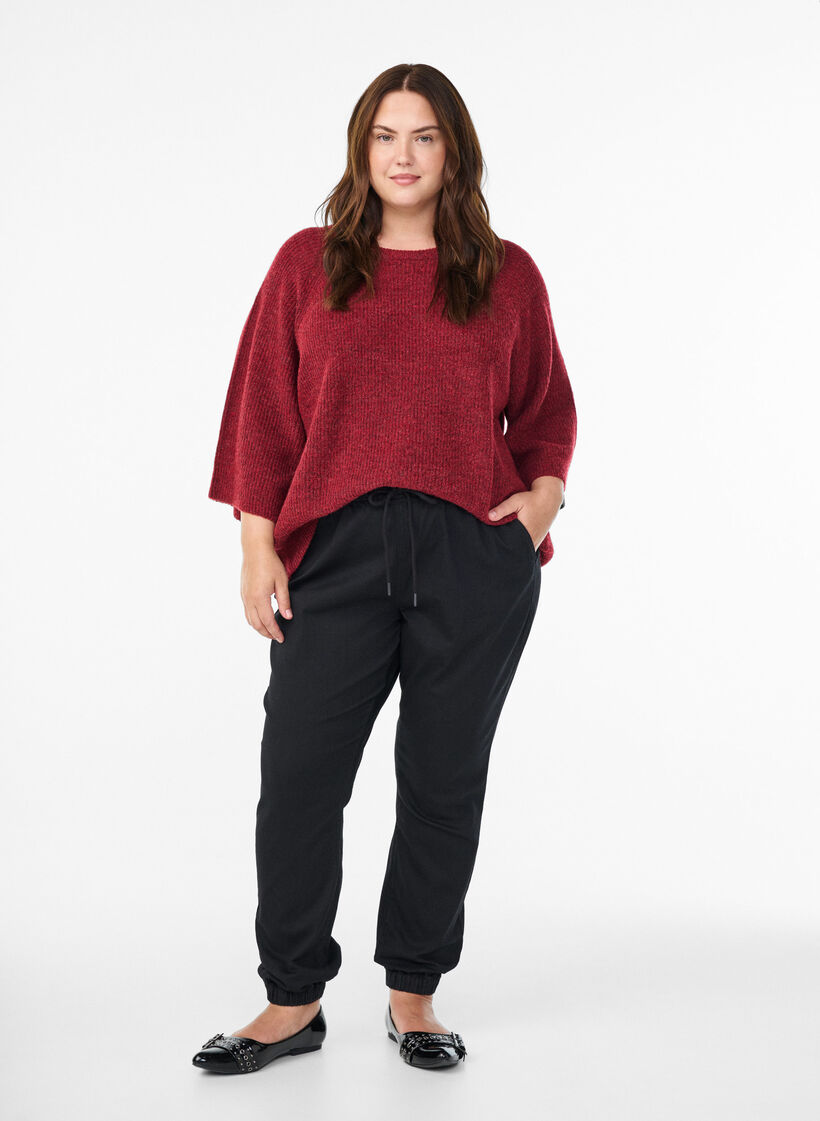 Denim joggers met zakken, Zwart, Model image number 0
