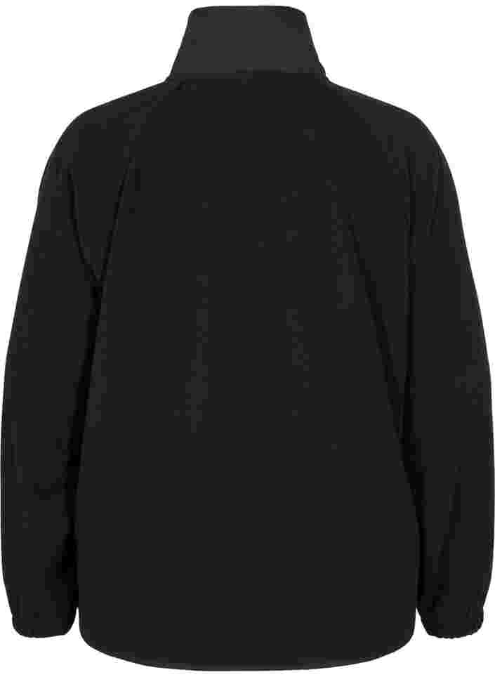 Sportjack in fleece met hoge kraag en zakken, Black, Packshot image number 1