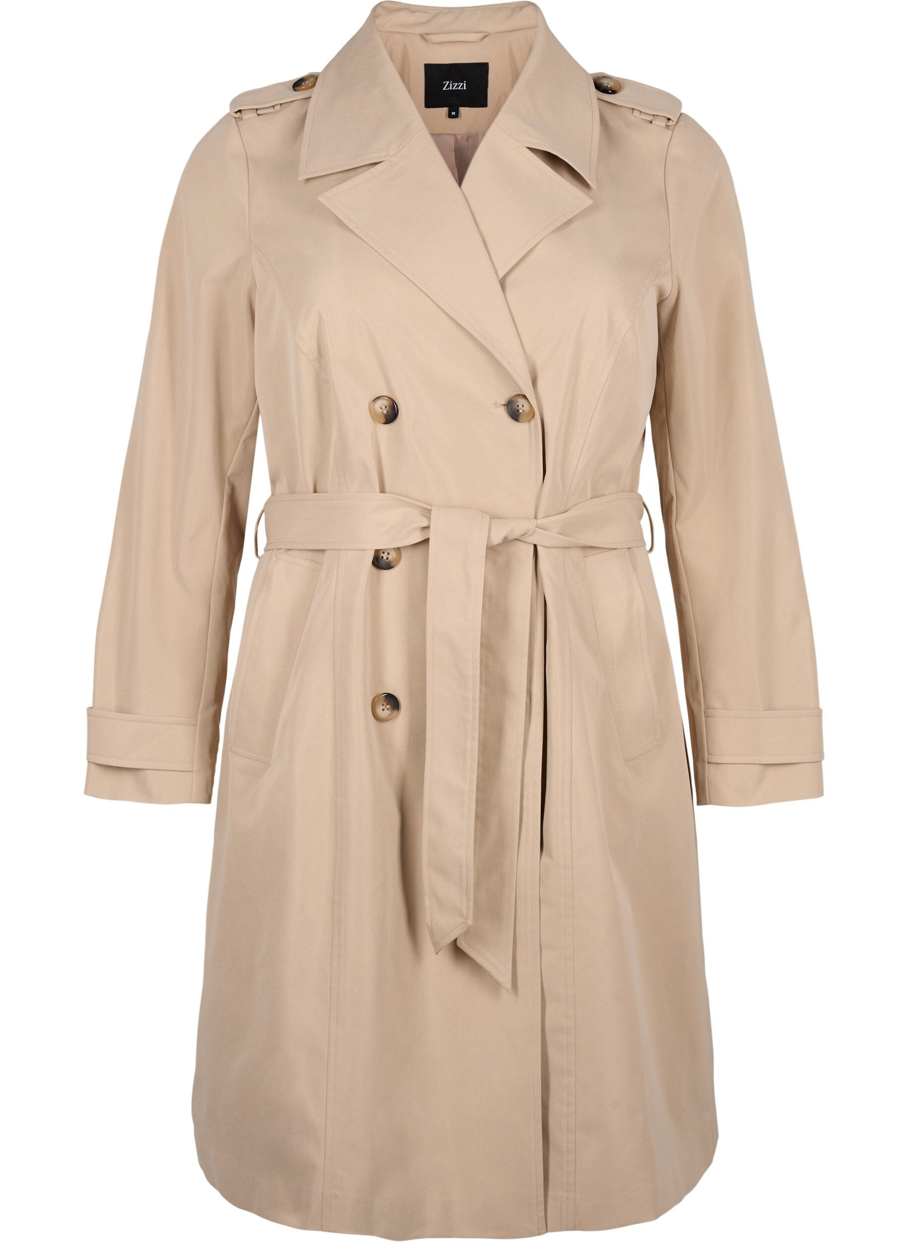 Zizzi Trenchcoat met zakken en riem, Nomad, Packshot image number 0
