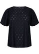 Blouse met korte mouwen en gaatjespatroon, Black, Packshot image number 0