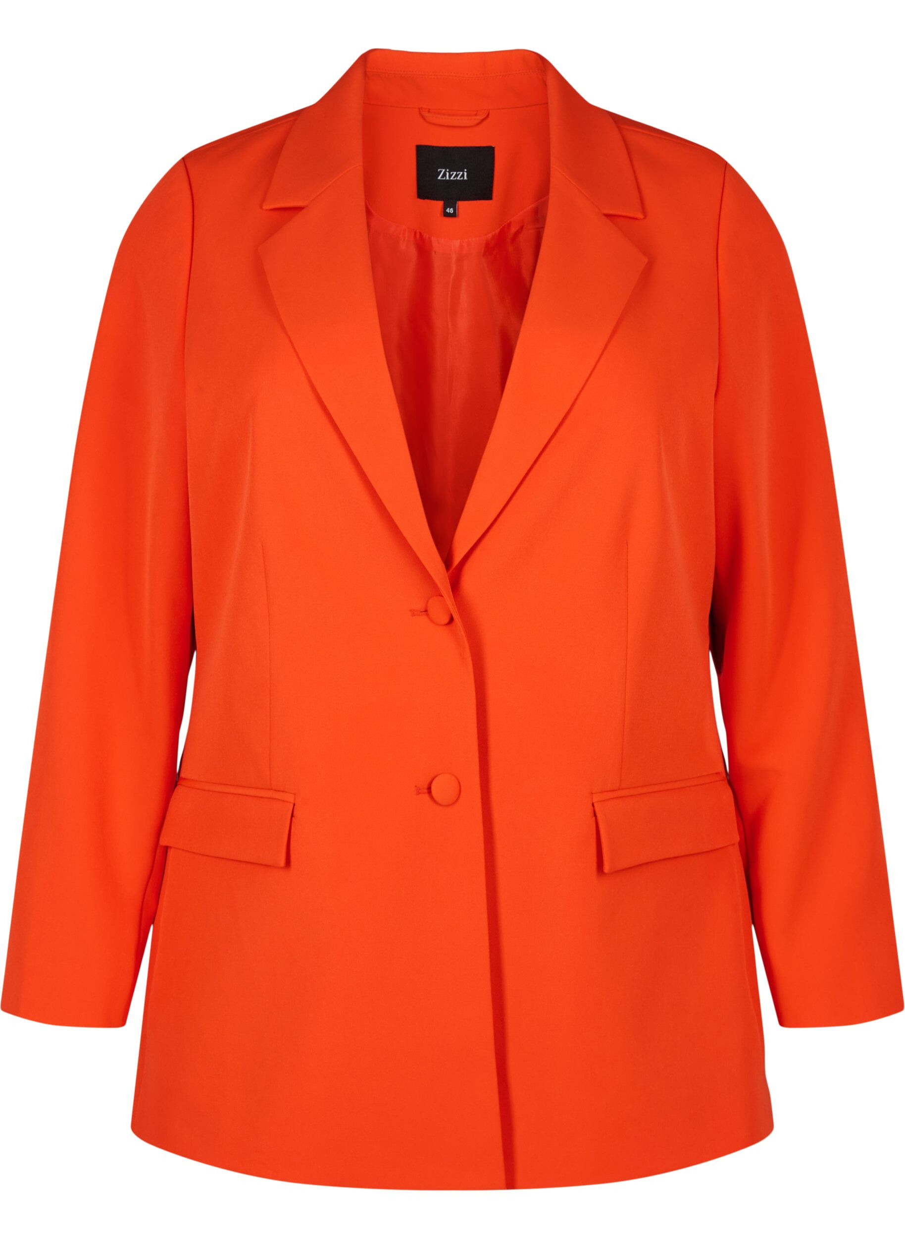 Zizzi Klassieke blazer met knoopsluiting, Orange.com, Packshot image number 0