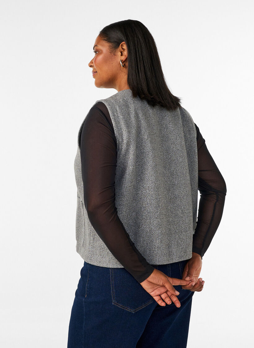 Mesh blouse met lange mouwen, Zwart, Model image number 2