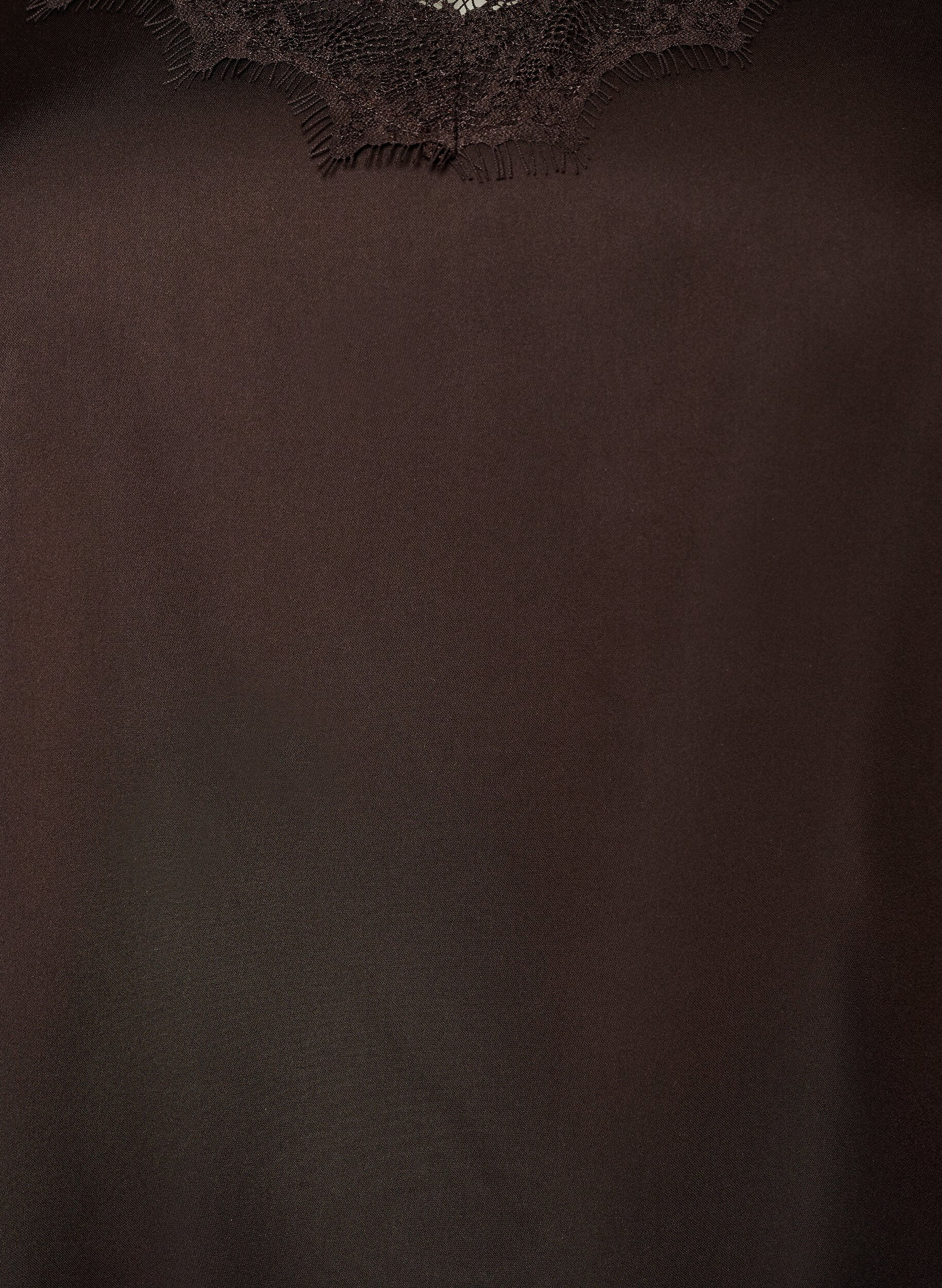 Zizzi Satijnen top met kanten afwerking en asymmetrische zoom, Bruin, Packshot image number 2