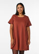Jersey jurk met korte mouwen en zakken, Rood, Model image number 0