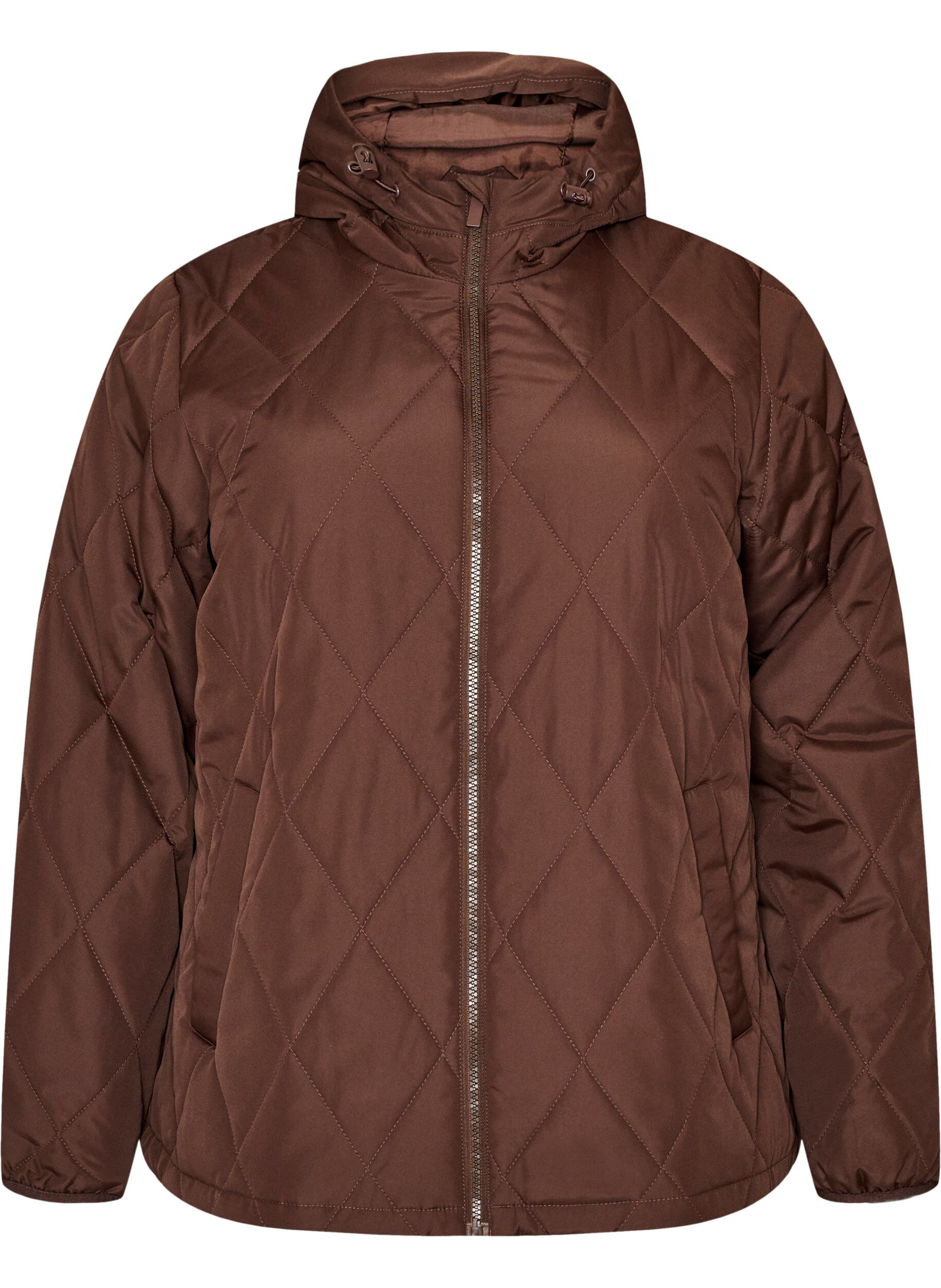 ZizziLicht gewatteerd jack met diamant-quilt, Bruin, Packshot image number 0