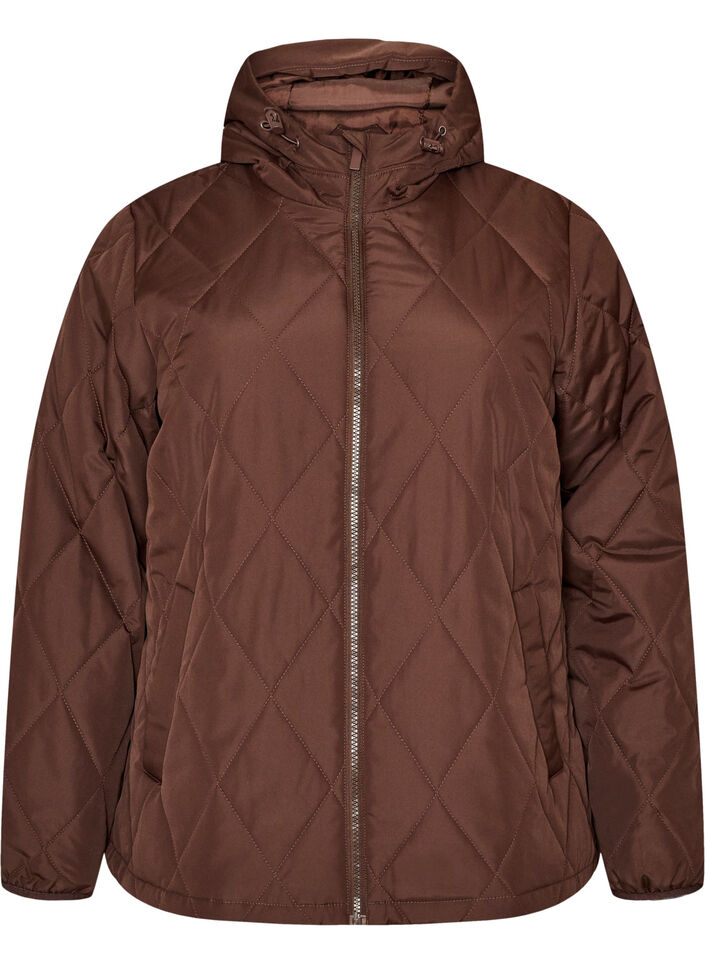 Licht gewatteerd jack met diamant-quilt, Bruin, Packshot image number 0