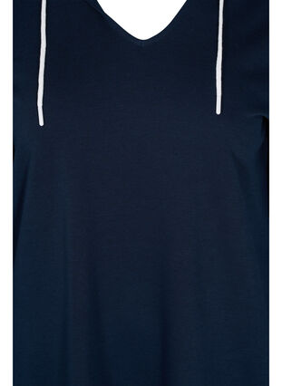 Lang sweatshirt met v-hals en capuchon, Dark Sapphire, Packshot image number 3