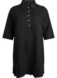 Korte boucléjurk met decoratieve knopen, Zwart