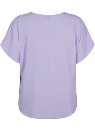 Blouse met korte mouwen en een ronde halslijn, Lavender, Packshot image number 1