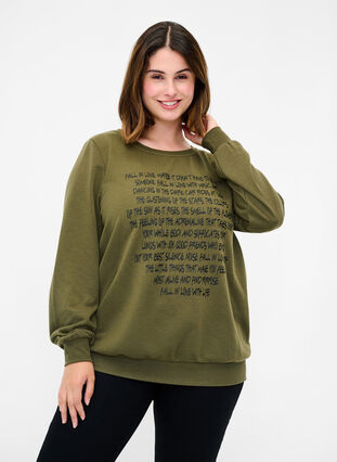 Sweatshirt met tekst, Ivy G w. Black AOP, Model image number 0