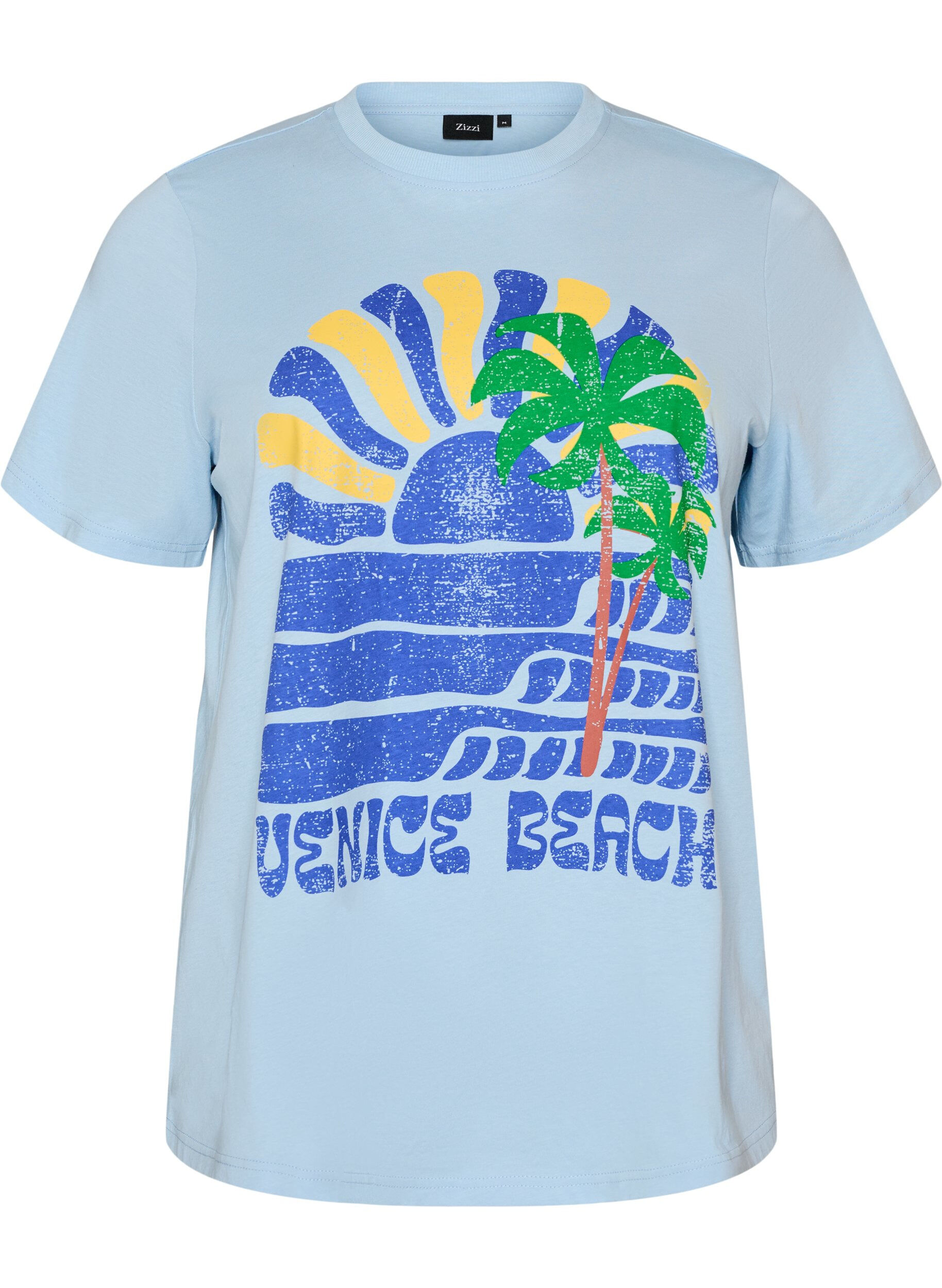 ZizziKatoenen T-shirt met print, Blauw, Packshot image number 0