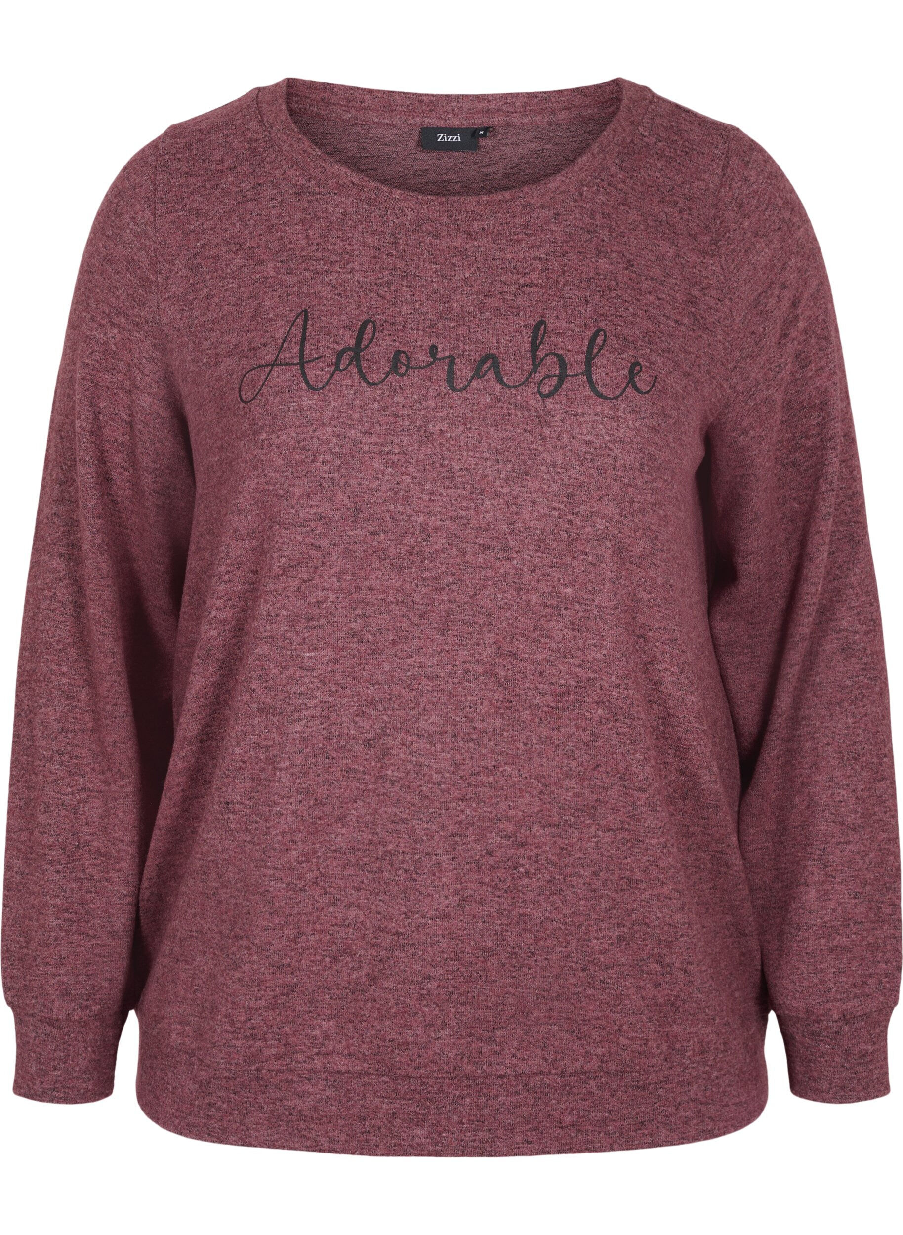 Zizzi Gem&ecirc;leerde top in viscosemix, Port Royal Mel, Packshot image number 0