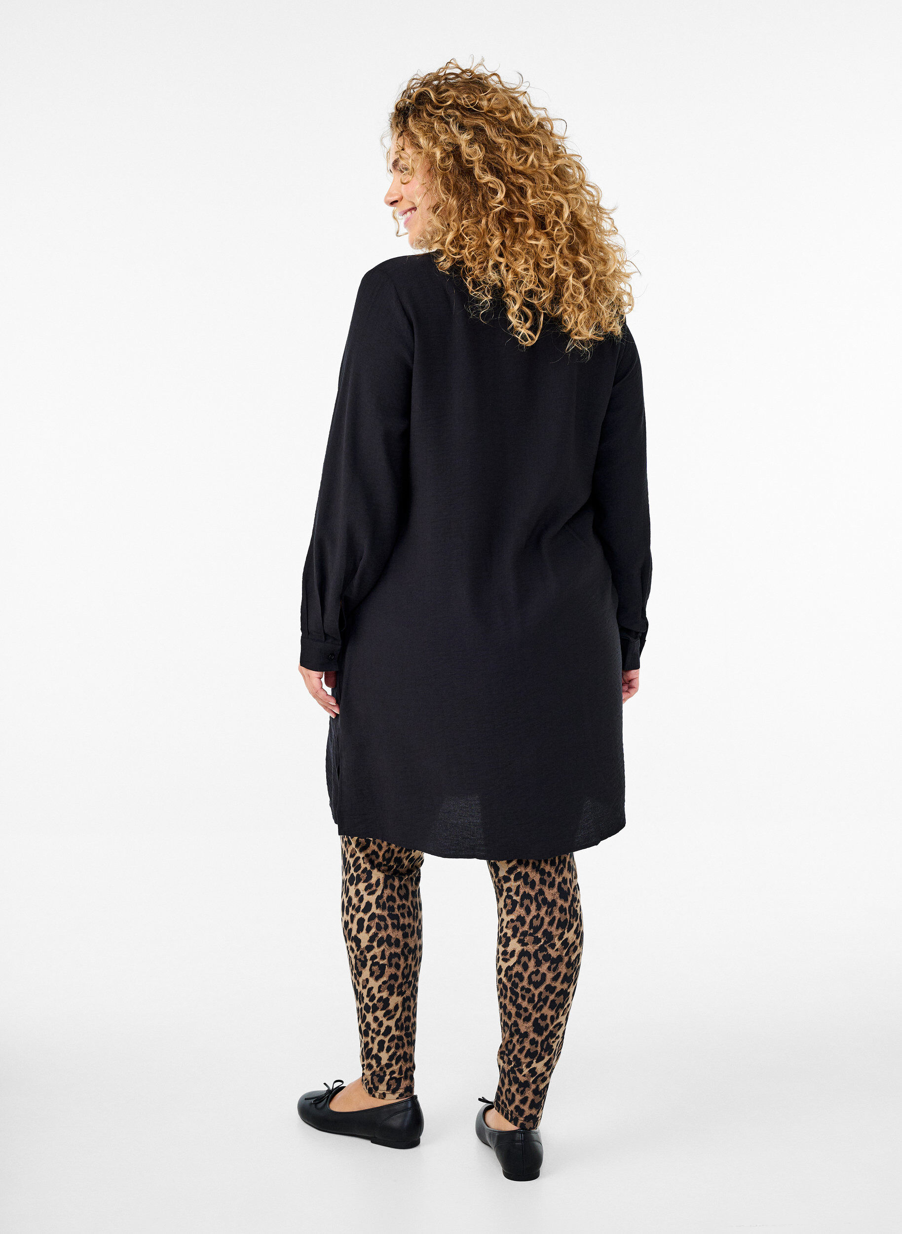 Zizzi Viscose leggings met zebraprint, Bruin, Model image number 2