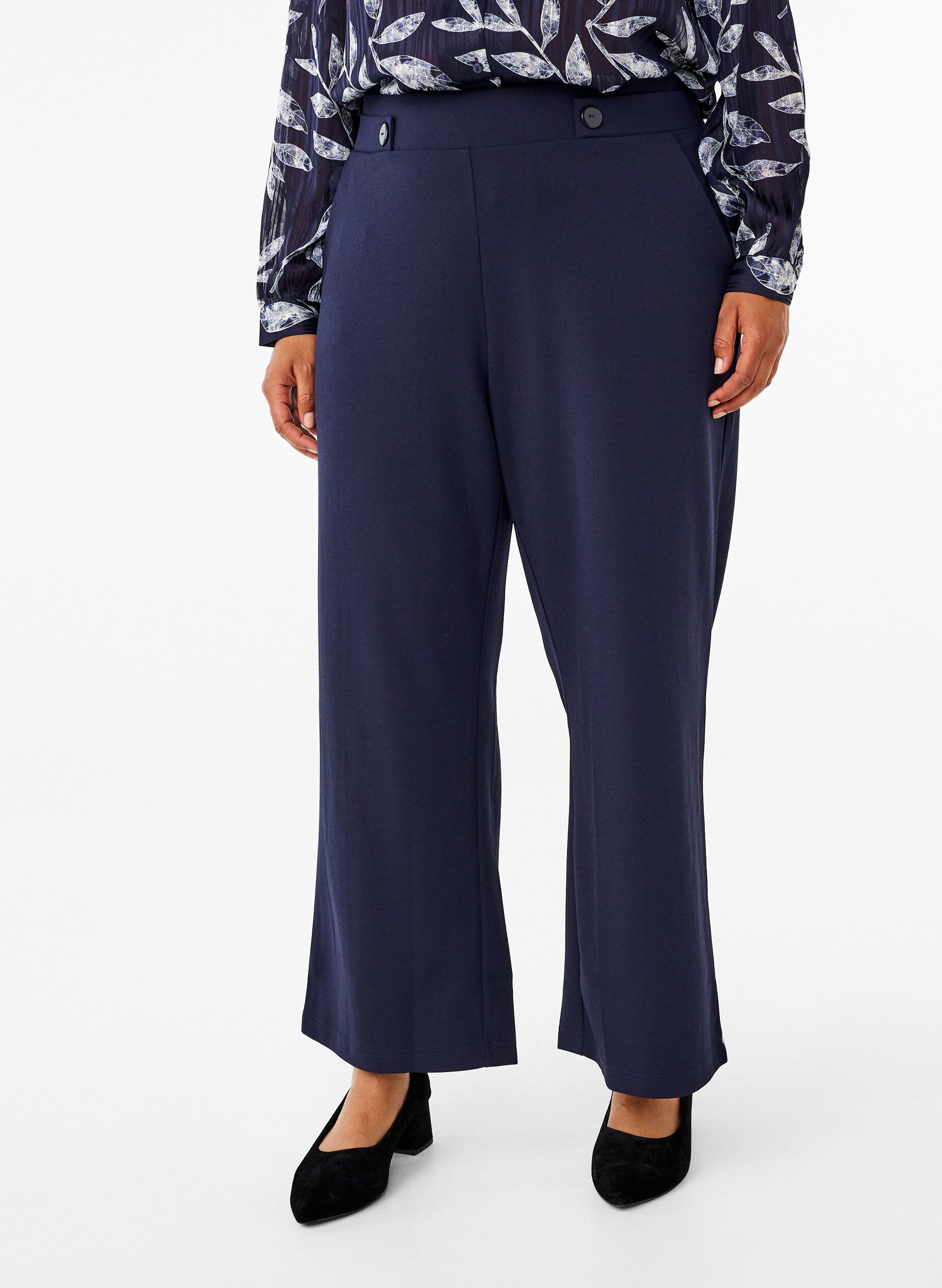 Zizzi Losse broek met zakken, Blauw, Model image number 2