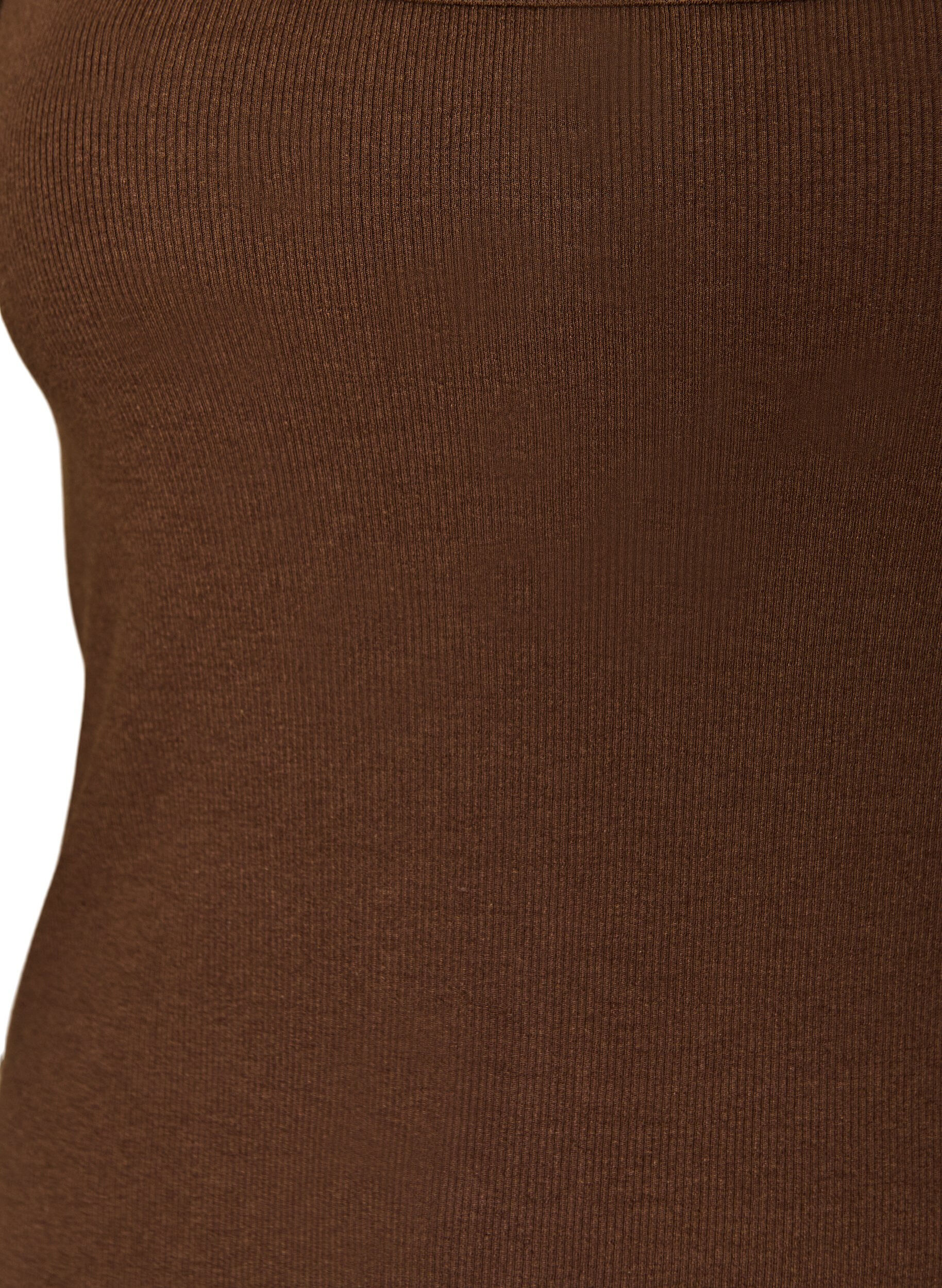ZizziRib top met vierkante halslijn, Bruin, Packshot image number 2