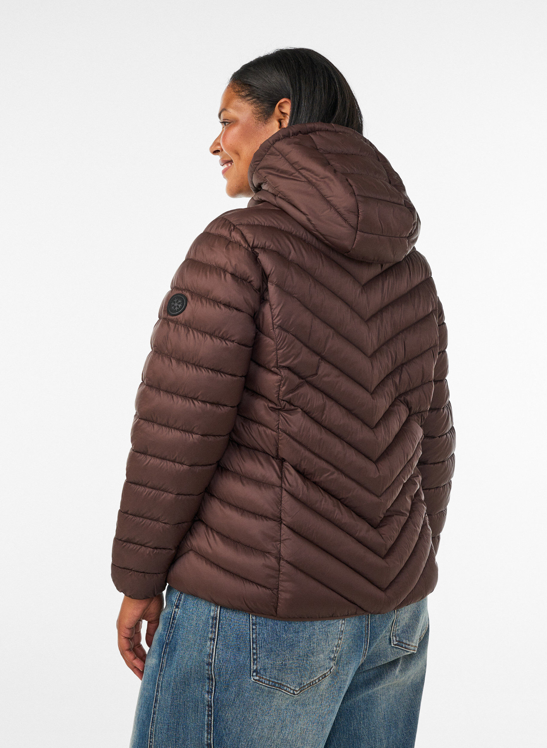 ZizziLichtgewicht jas met capuchon, Bruin, Model image number 2