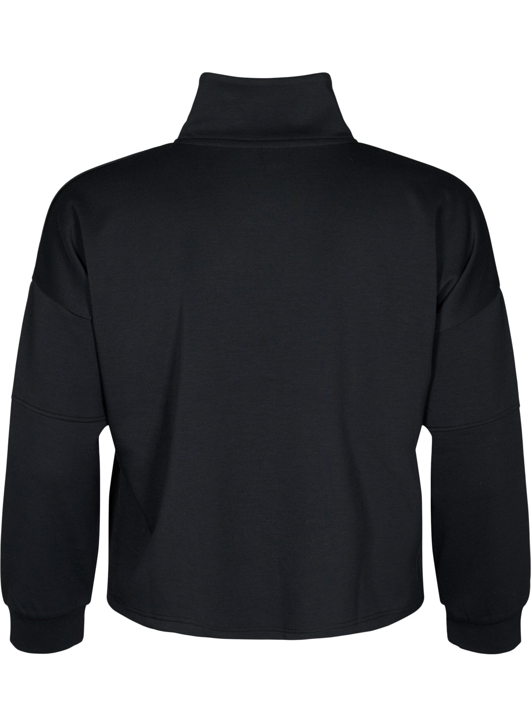 Zizzi Sweatshirt van modalmix met hoge hals, Black, Packshot image number 1