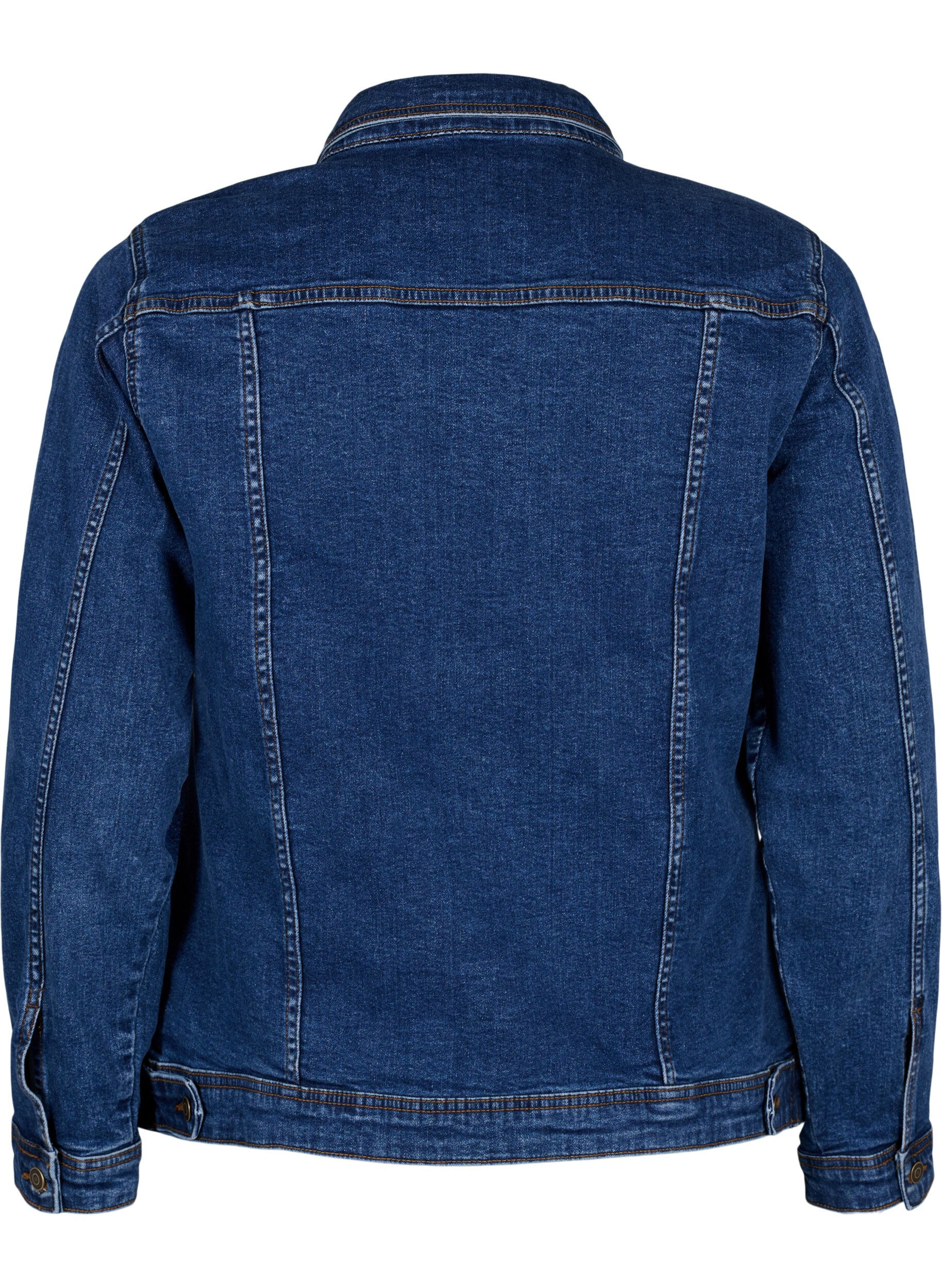 Zizzi Korte denim jas in katoen, Blue denim, Packshot image number 1