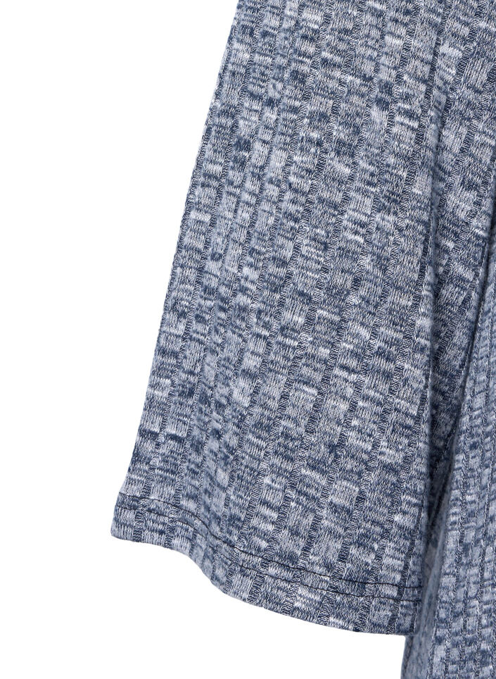 Gemêleerde blouse met ronde hals en 3/4 mouwen, Dress Blues Mel., Packshot image number 2