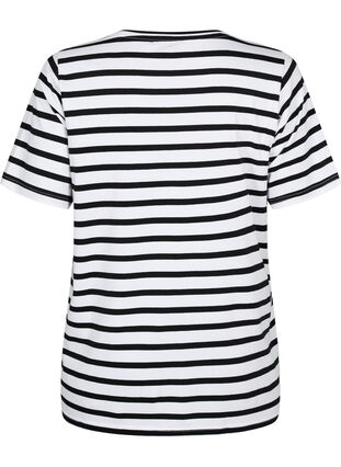 Gestreept T-shirt van biologisch katoen, Black Stripes, Packshot image number 1