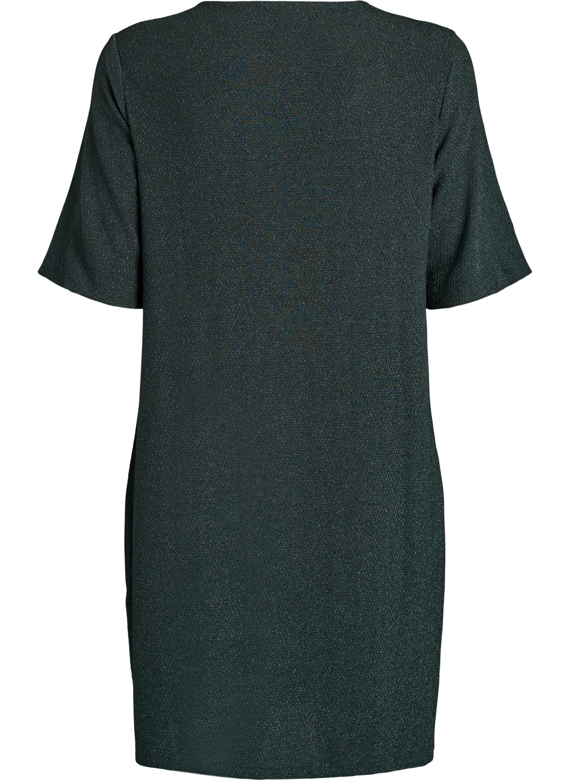 Zizzi Korte jurk met glitterpatroon, Groen, Packshot image number 1