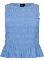 Smocktop met boothals en peplumzoom, Blauw
