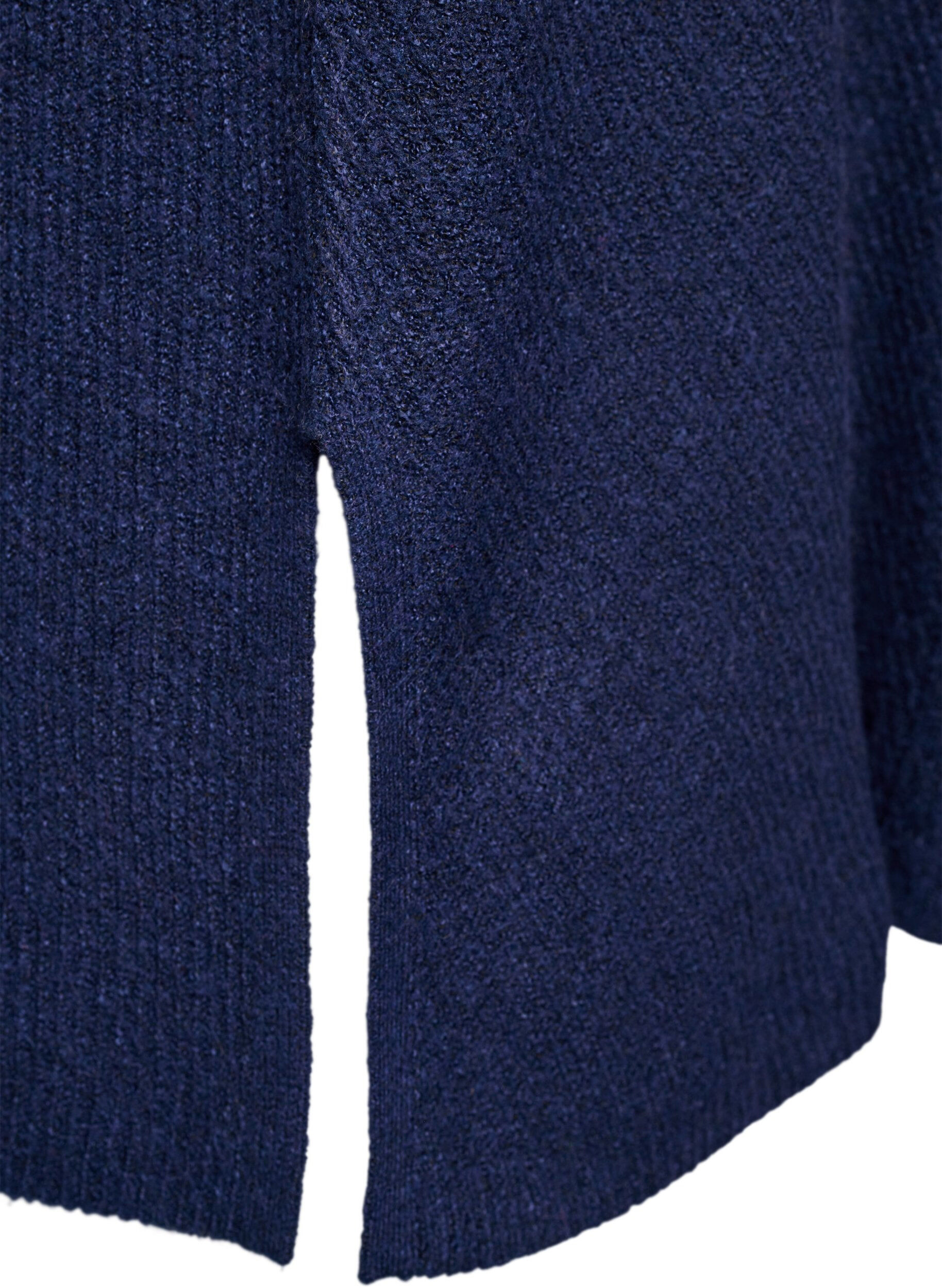 ZizziGebreide trui met diagonale structuur en raglanmouwen, Blauw, Packshot image number 3