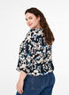Viscose blouse met print en smok, Zwart, Model image number 2