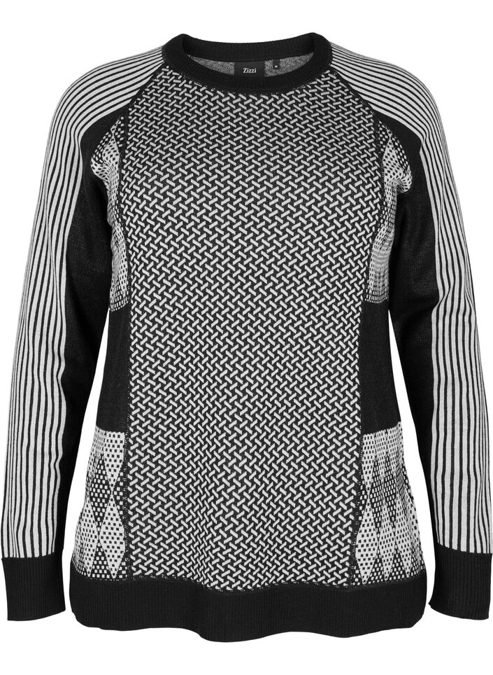 Gedessineerd ski onderhemd met wol, Medium Grey Comb, Packshot image number 0