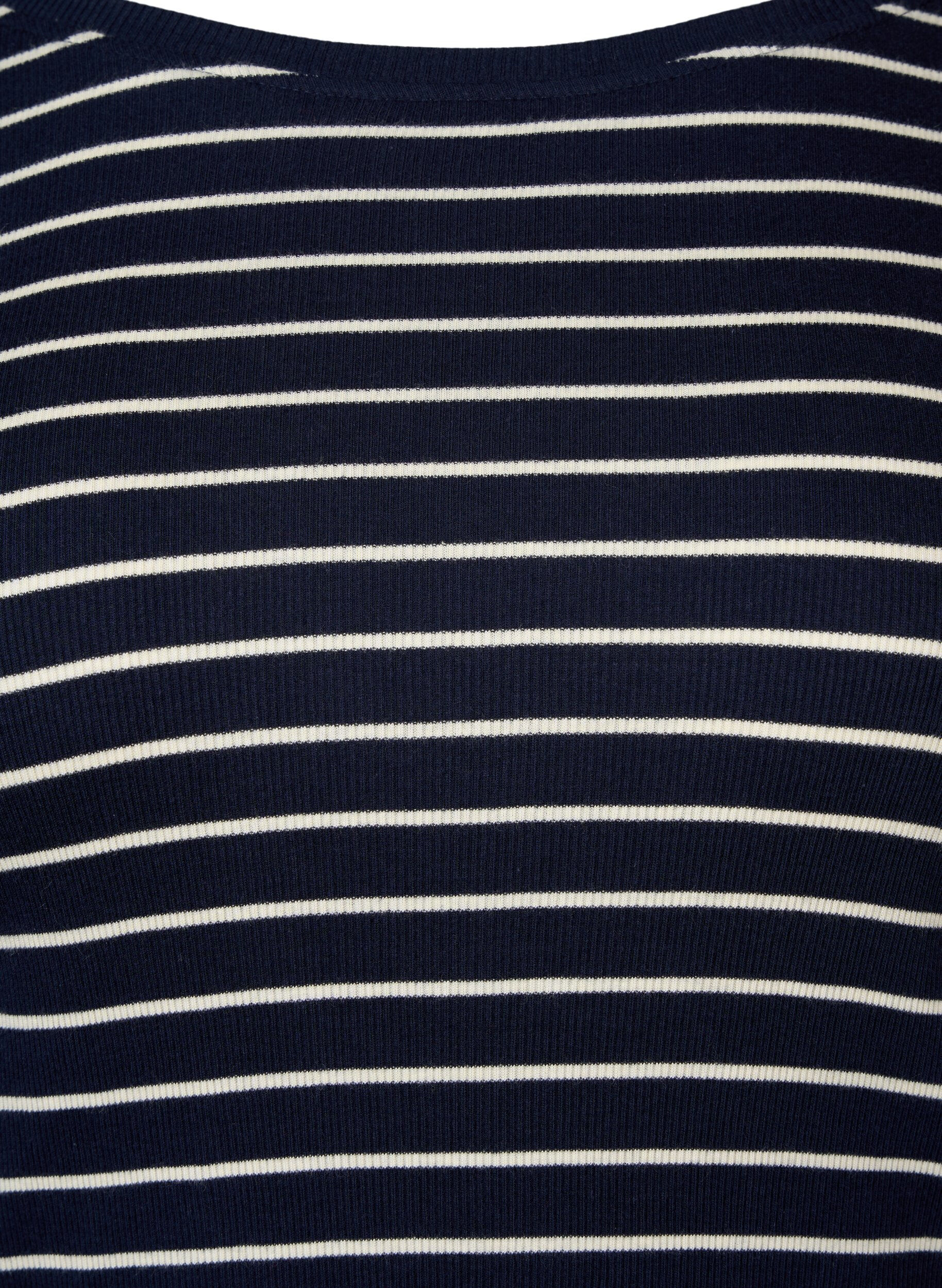 Zizzi Gestreepte blouse met ronde hals, Night Sky Stripe, Packshot image number 2