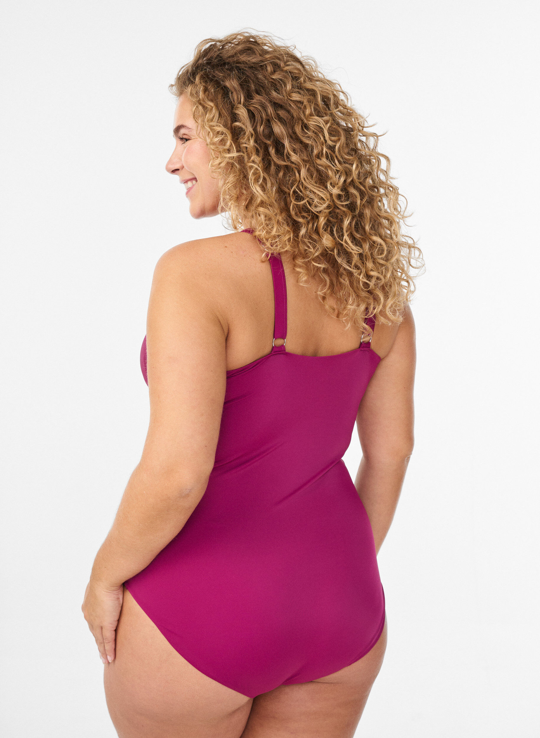 ZizziBadpak met beugel en geplooid effect, Paars, Model image number 1