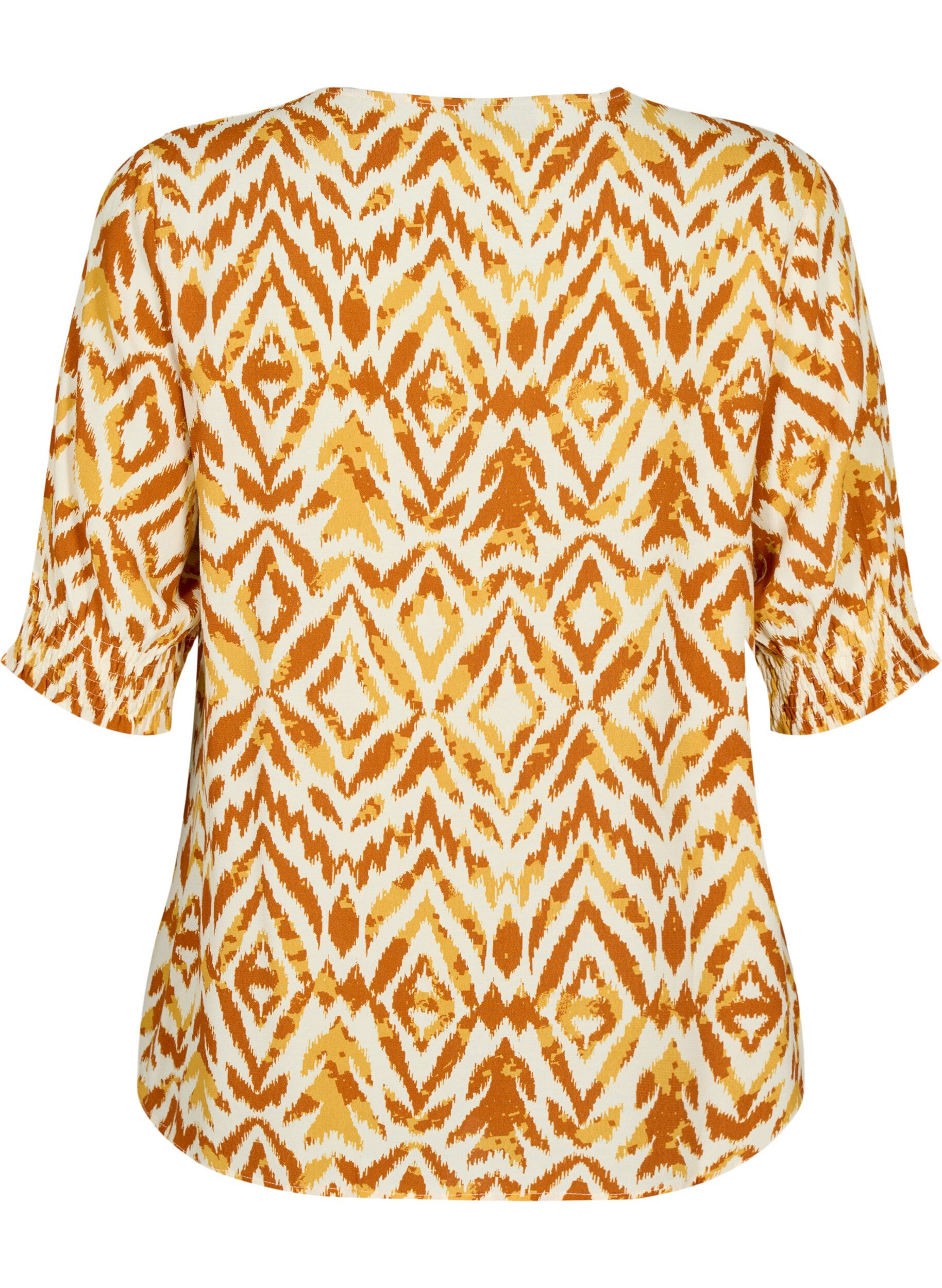 Zizzi Viscose blouse met knopen, Amber Green Tribe, Packshot image number 1