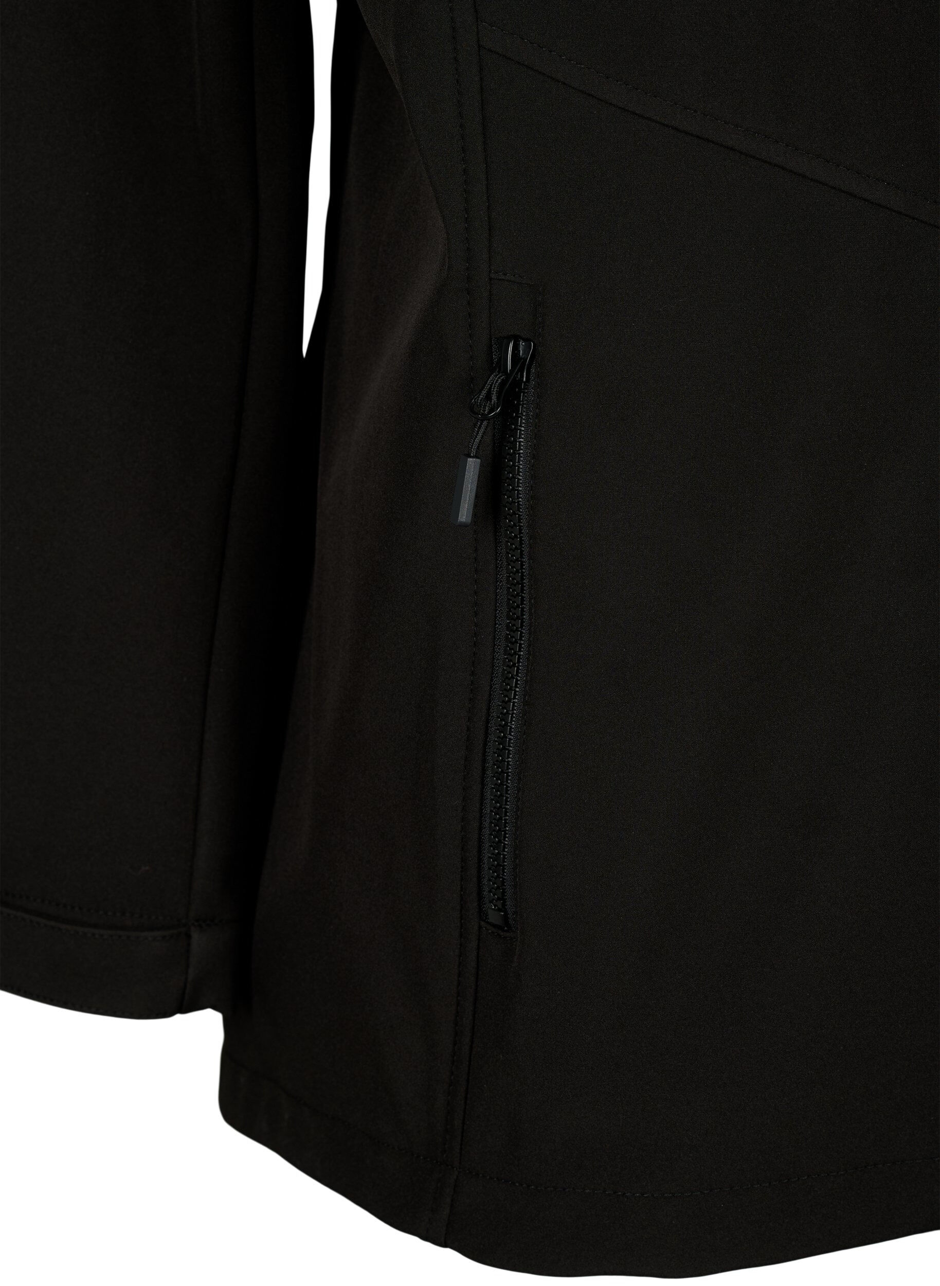 Zizzi Korte softshell jas met zakken, Black, Packshot image number 3
