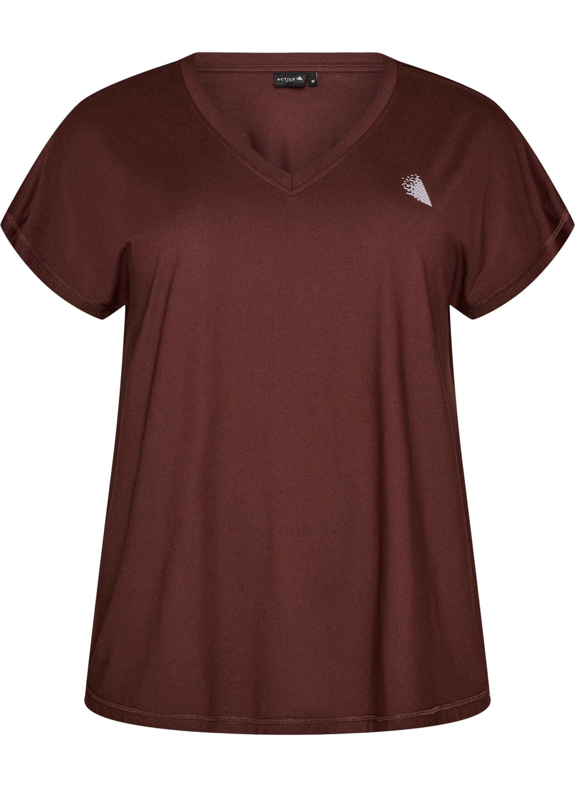 ZizziLosvallend trainings-T-shirt met V-hals, Bruin, Packshot image number 0