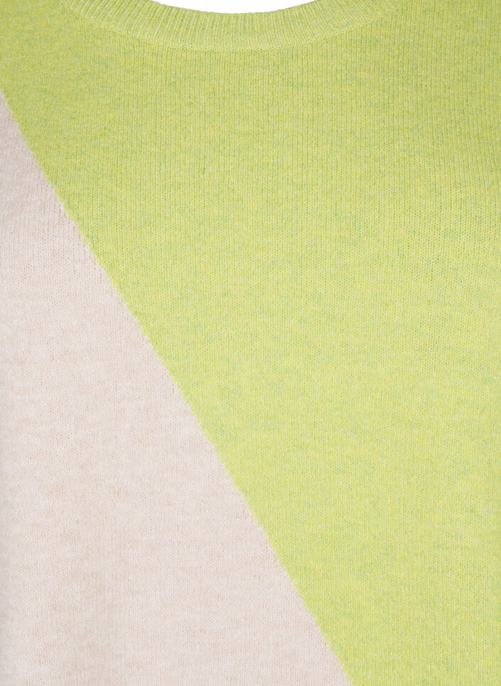 Gebreide blouse met ronde hals en colorblock, Tender Shoots Comb, Packshot image number 2