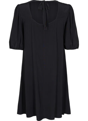 Viscose jurk met rugdetail, Black, Packshot image number 1
