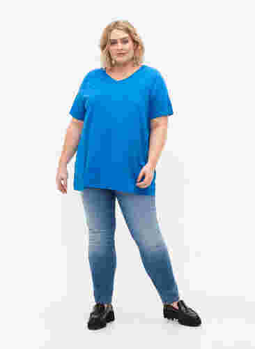 T-shirt met korte mouwen en a-vorm, French Blue, Model image number 2