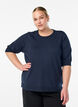 Fijngebreide blouse met korte mouwen, Blauw, Model image number 0