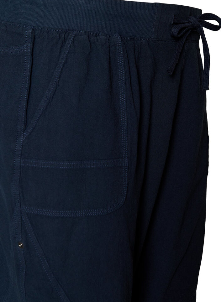 Losse katoenen short met zakken, Blauw, Packshot image number 2