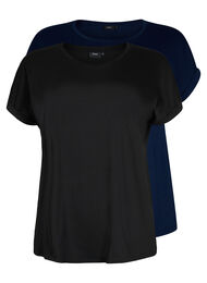 2-pack T-shirts met korte mouwen, Black / Navy Blazer