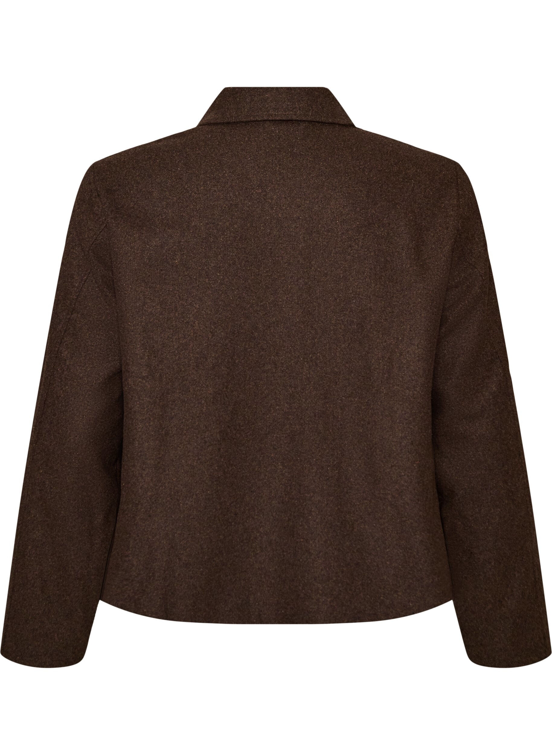 ZizziKorte jas met overhemdkraag en ritssluiting, Bruin, Packshot image number 1