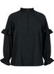 Blouse met ruches en knopen, Black, Packshot image number 0