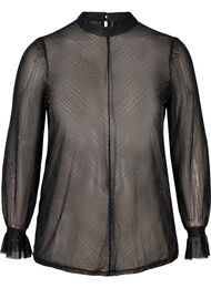 Licht transparante blouse met lurex, Black w. Silver